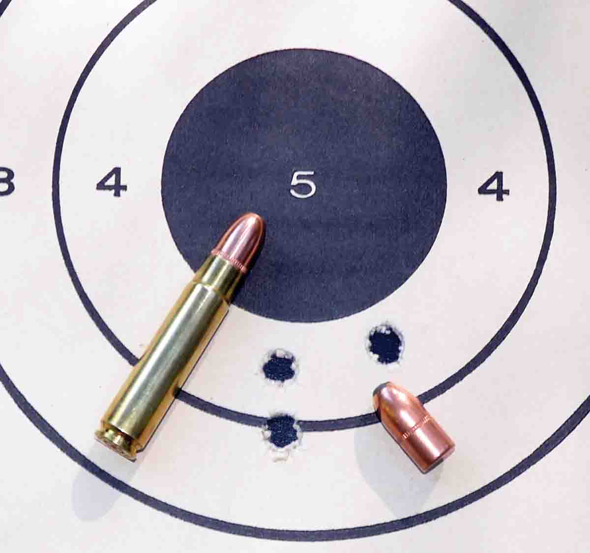 This group fired at 200 meters with the Northern Precision 300-grain bullet pushed to 2,350 fps by 53 grains of Benchmark measured 1.41 inches.